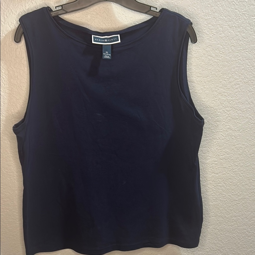 Karen Scott XL Basic Editions Women's Navy Tank Top